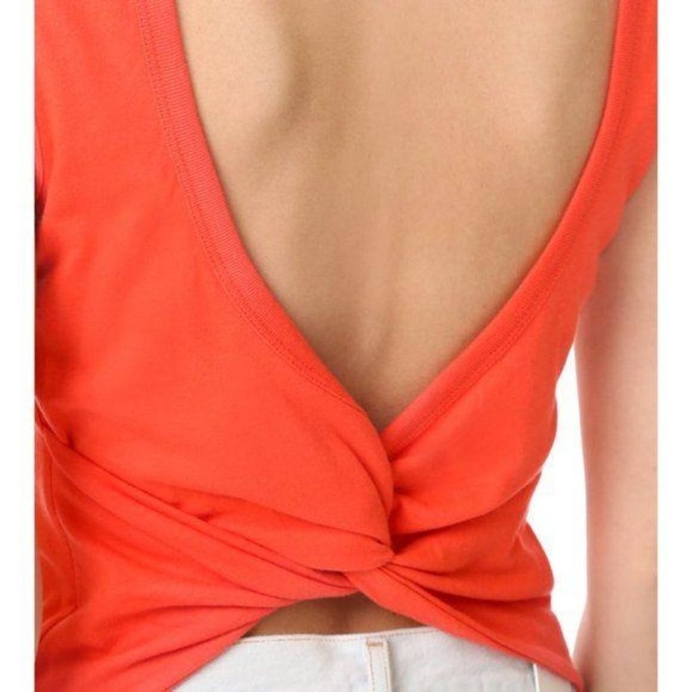 T By Alex Wang Open Back Twist Tank Crop Plunge Op - image 4